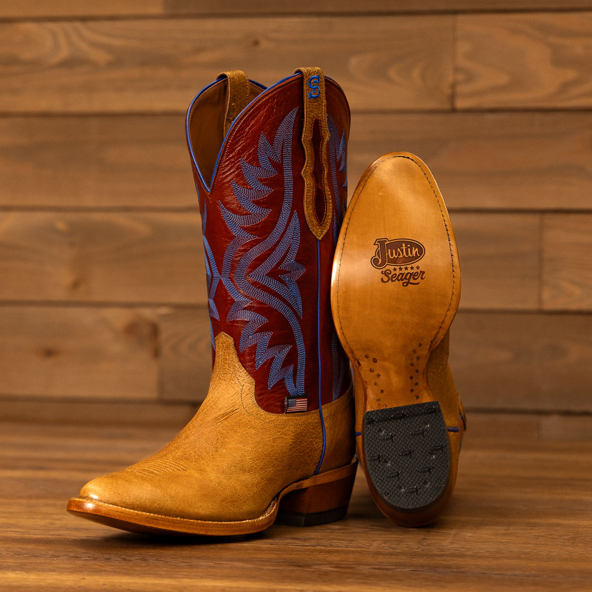 Stage 13-inch men's smooth ostrich western boot in desert tan. Shop Stage.