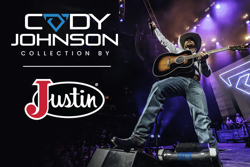 A man performing on stage. Cody Johnson Collection by Justin.