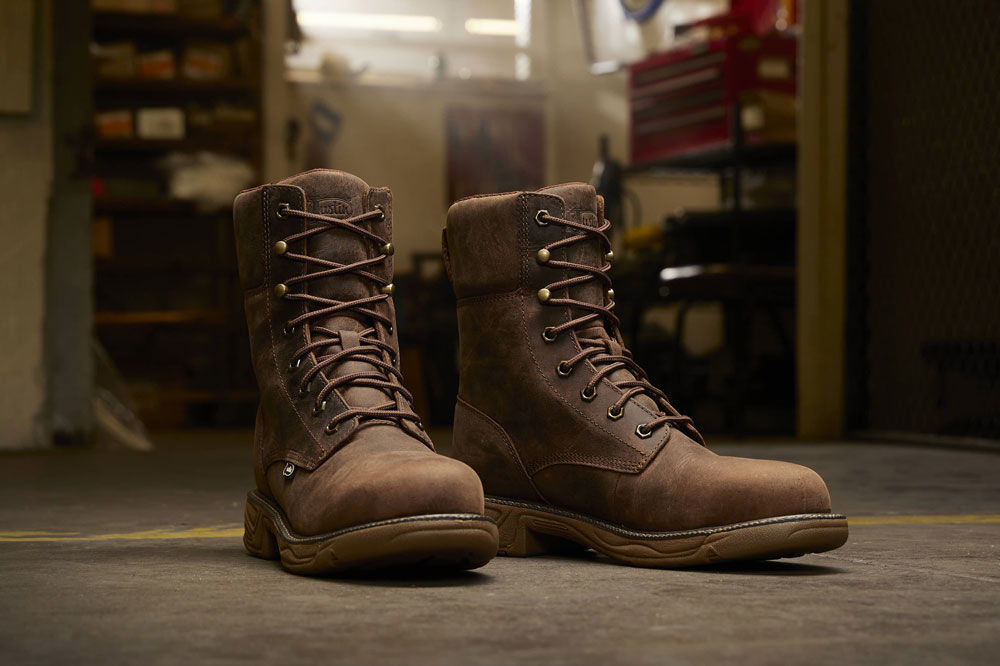 Rush 8" Lace UP Nano Comp Toe Waterproof in Pecan Brown.