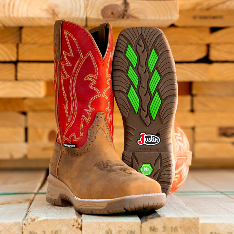 Nitread 11" Waterproof Nano Comp Toe in amber (brown). Shop Nitread boots