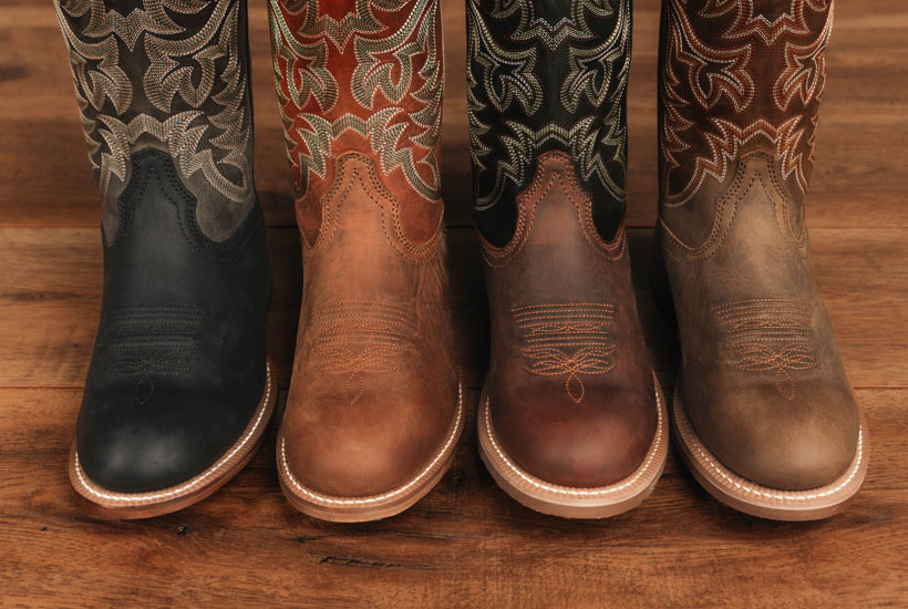 A close up of Justin round-toe boots.
