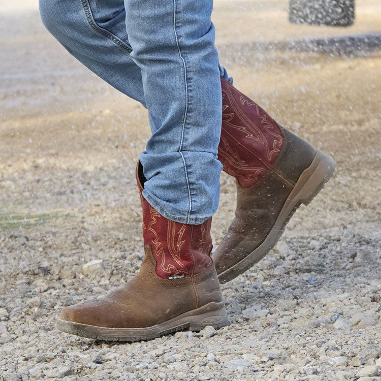 Nitread 11-inch Waterproof Nano Comp Toe work boot in Amber (brown). Shop Nitread.