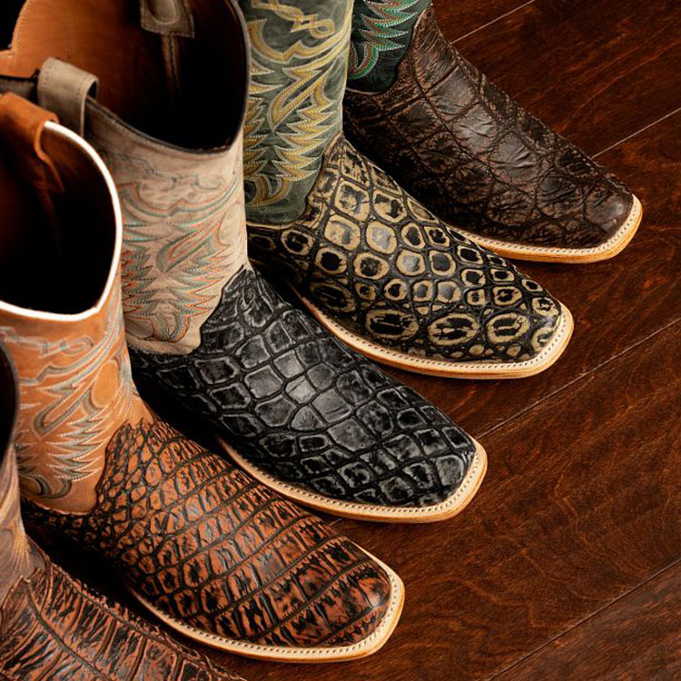 A group of Mcneely 13-inch Crocodile western boots. Shop Mcneely