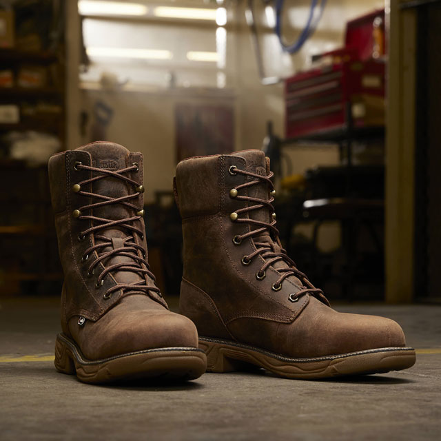 Rush 8" Lace UP Nano Comp Toe Waterproof in Pecan Brown.