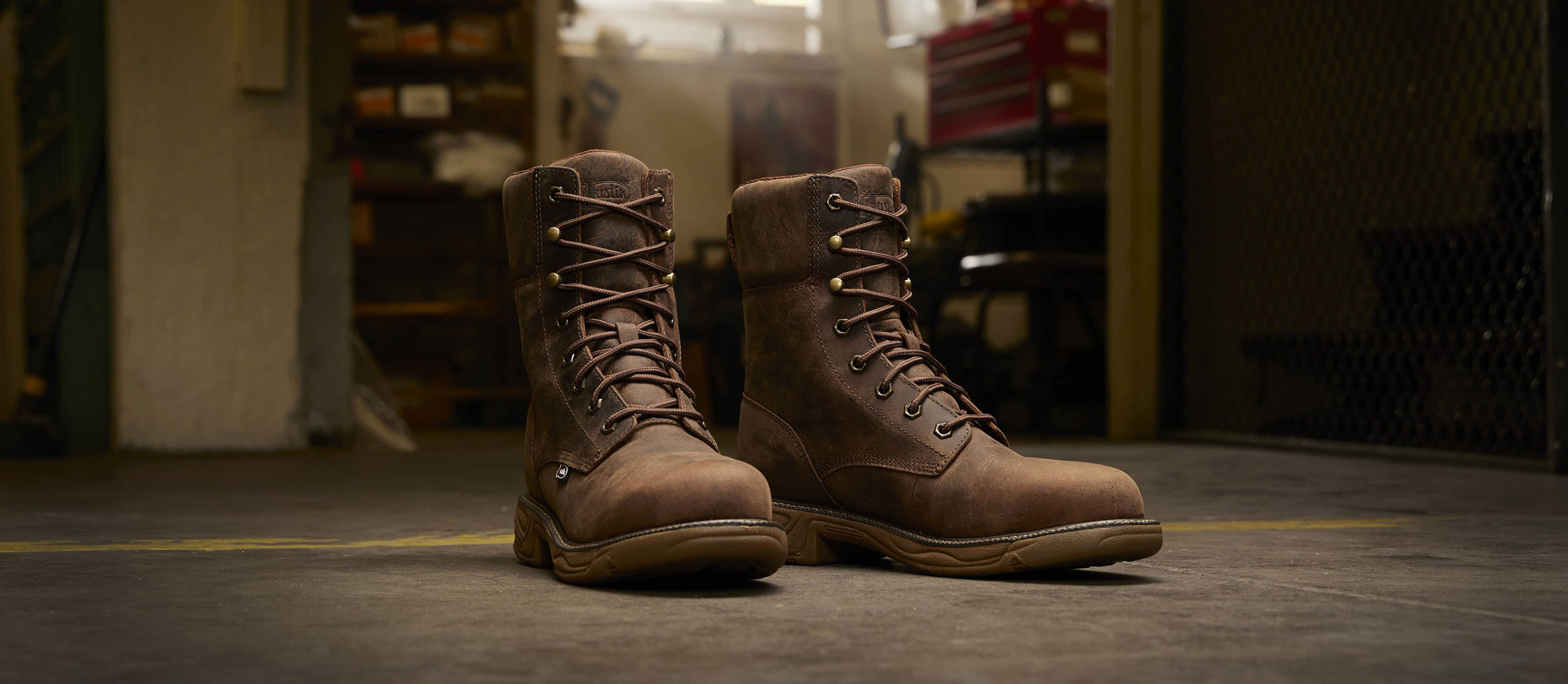 Rush 8" Lace UP Nano Comp Toe Waterproof in Pecan Brown.