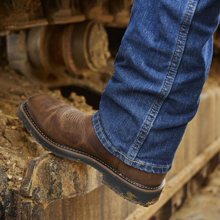 Driller 11-inch waterproof steel toe boots in brown. Shop Driller.